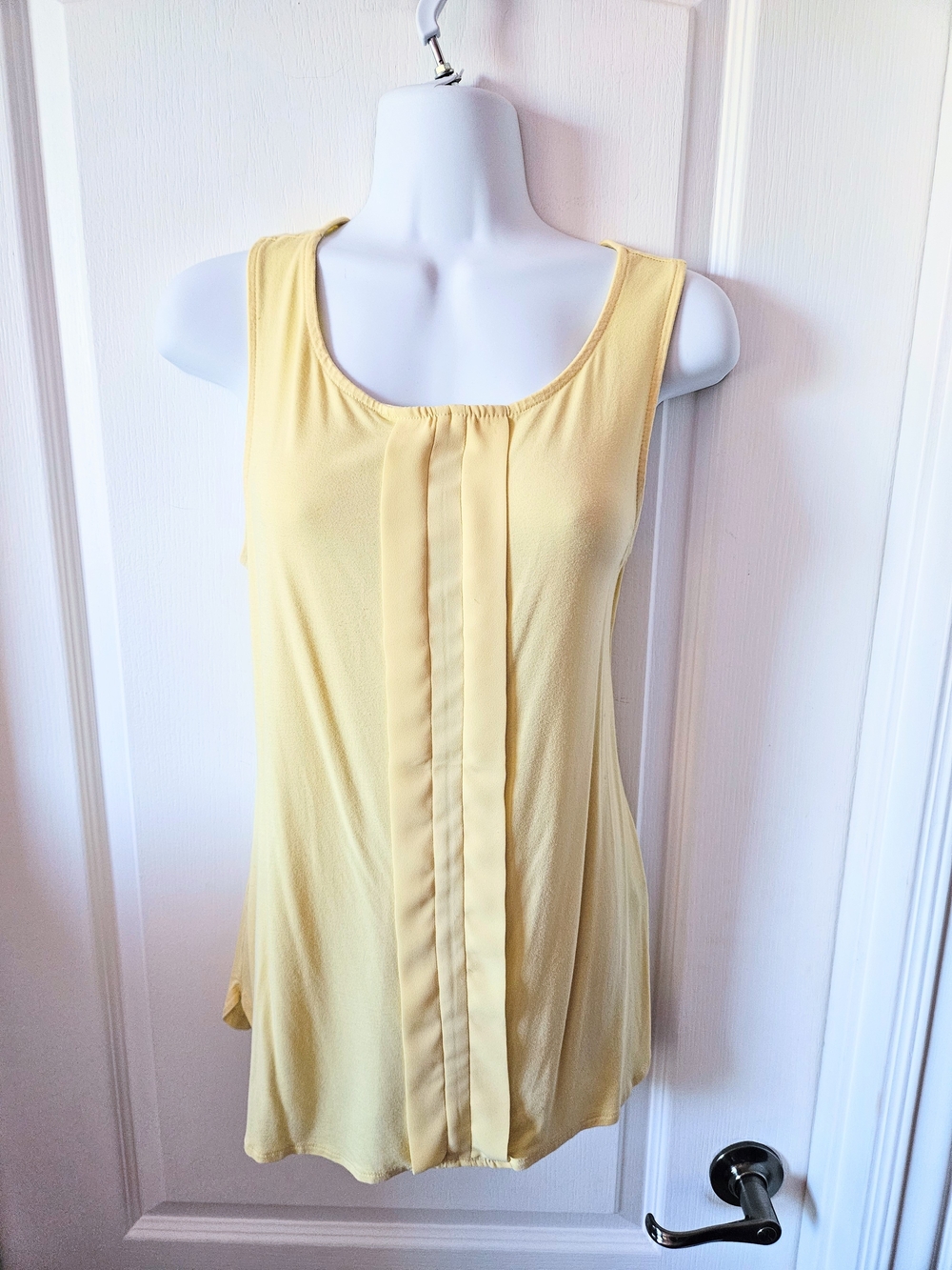 The Limited Pale Yellow Sleeveless Pleated Front Tank Top